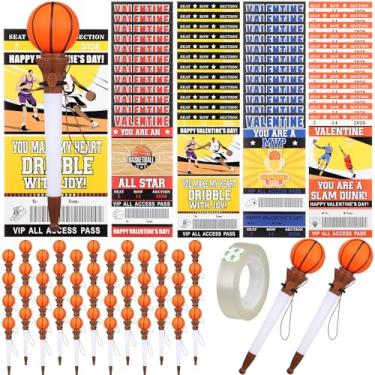 Imagem de Sayglossy Conjunto de 48 cartões esportivos de dia dos namorados com caneta esferográfica – 2026 cartões esportivos para o dia dos namorados, criança, escola, sala de aula, troca, presente de festa de