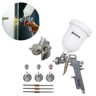 Imagem de Pistola De Pintura Fertak Gravidade 600ml Hvlp + 3 Bicos