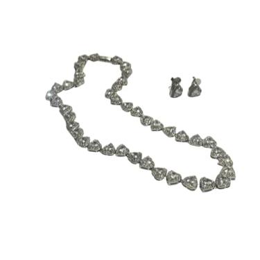 Imagem de Conjunto Colar e Brinco Prateado, Semi Joias Femininas com Design Elegante