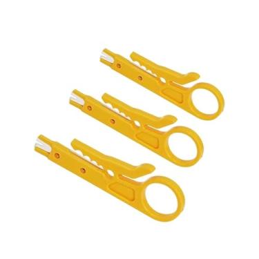 Imagem de 3 tesouras de descascador de fios multifuncionais compactas ergonômicas para rede, telecomunicações, fiação doméstica, automotivo, amarelo