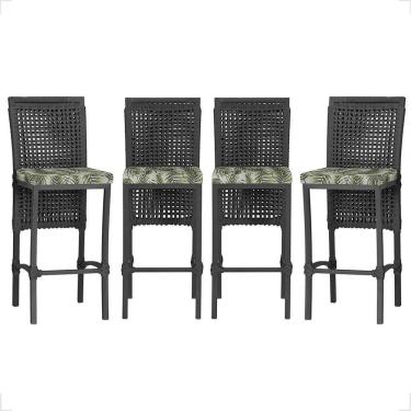 Imagem de 4 Banqueta Em Alumínio Roma Preta Corda Náutica Tecido 5 Preta