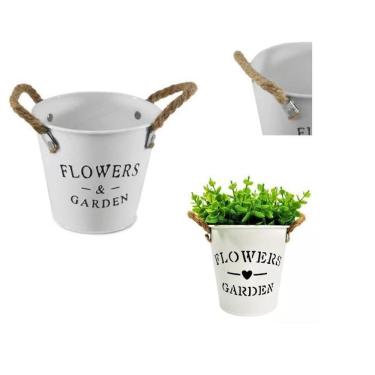 Imagem de Vaso Cachepô Decoração Metal Flowers Garden Arranjo Flores