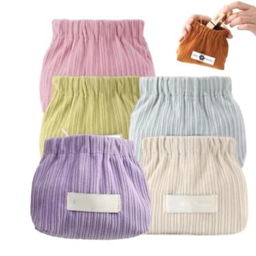 Imagem de GTIANHE-TAN Bolsa cosmética de bolso de veludo cotelê elástico com fecho automático bolsa de moedas à prova d'água para maquiagem, batom, fones de ouvido, organizador de joias, Suit5, 5pcs