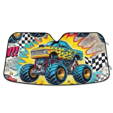 Imagem de Guarda-sol divertido colorido caminhão carro para-brisa dobrável refletiva viseira solar proteção solar calor