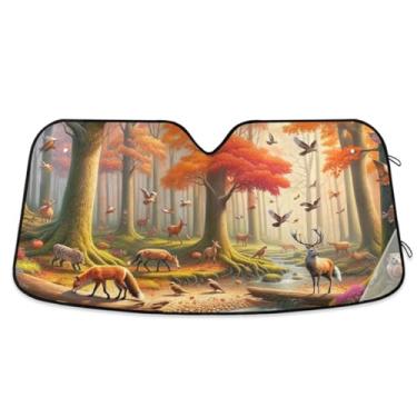 Imagem de Guarda-sol de carro de animais da floresta de outono pára-brisa janela automotiva protege seu carro