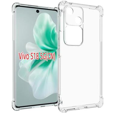 Imagem de USTIYA Capa para Vivo V30 / S18 5G TPU transparente quatro cantos capa de proteção de grau militar transparente macia