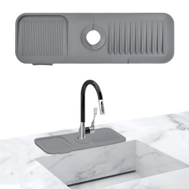 Imagem de Pagezol Tapete de torneira de silicone, bandeja coletora de gotejamento, protetor de respingos de pia de cozinha, tapete de proteção de ralo de banheiro e proteção de bancada