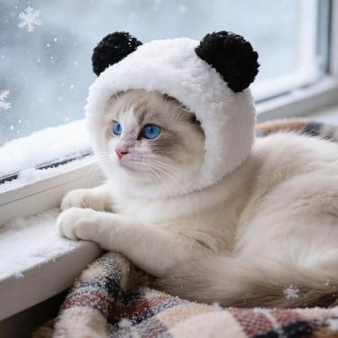 Imagem de Fantasia de cachorro de gato fofo ajustável com chapéu de urso macio e quente para cabeça de animal de estimação para gatos, filhotes de cachorro, orelhas de urso de pelúcia para gatos, cães, chapéu