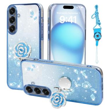 Imagem de Nouxwerx Capa para Samsung Galaxy S23 5G, capa de celular para S23 capa macia e fina para meninas e mulheres com alça de suporte de anel capa protetora à prova de choque para Samsung S23 (azul)