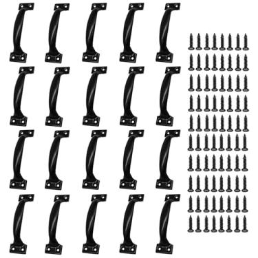 Imagem de Zorveiio 20 maçanetas de metal de 12,7 cm, puxadores de porta grandes, puxadores de porta vintage, para móveis, armários de cozinha, gavetas, cômodas, portões - preto