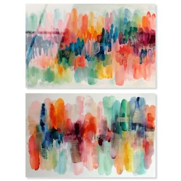 Imagem de Arte de parede de banheiro com impressão acrílica azul-petróleo e coral energia costeira conjunto de 2 por Art Remedy, pronto para pendurar, 15 x 10