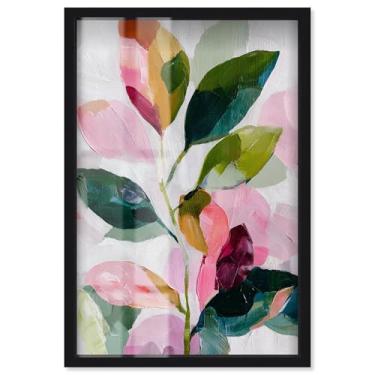 Imagem de Artistic Arbor I Shadowbox Print Pink Palm Wall Art por Art Remedy, moldura preta, 43 x 63 cm