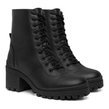 Imagem de Bota Feminina Coturno Cadarço Cano Médio Tratorada Moda-Feminino