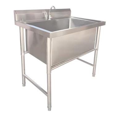Imagem de Lava-louça de cozinha, lava-louça de serviço, lava-louças industriais, lava-louças independente de aço inoxidável de um só recipiente, lava-louças comerciais de 1 compartimento (80 * 60 * 80 cm)