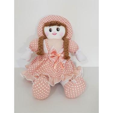 Imagem de Boneca De Pano Tamara Pelúcia Tecido Salmão de Bola 56cm  - Polybaby