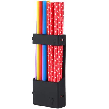 Imagem de Qinyoung Suporte de canudo para porta de armário de silicone organizador de palha organizador armário reutilizável com orifício de drenagem de montagem magnético adesivo para utensílios de bancada de