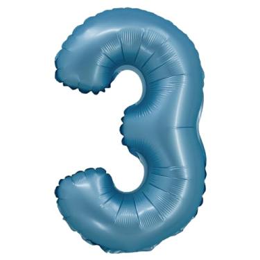 Imagem de BALAO CROMADO C/CANUDO 16" AZUL NUMERO 3