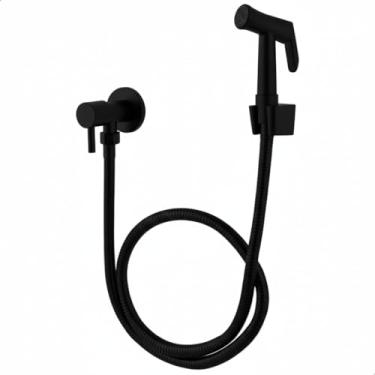 Imagem de Ducha Higiênica Completa Redonda SOFTINOX Preto Fosco Black Matte 1/4 de Volta em Metal com Mangueira 1,20m e Suporte para Parede – Chuveirinho para Lavabo