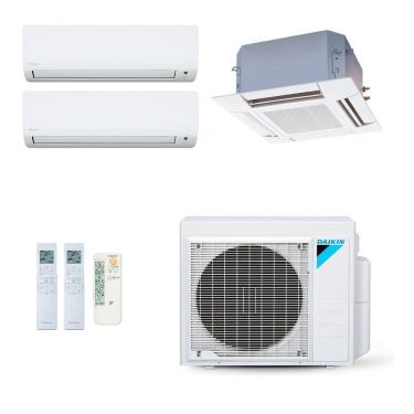 Imagem de Ar-Condicionado Multi Split Inverter Daikin 24.000 (2x Evap HW 9.000 + 1x Evap Cassete 4 Vias 12.000) Quente/Frio 220V