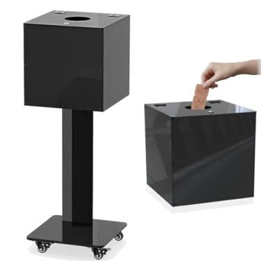 Imagem de MOOFI Caixa De Sugestões Acrílico Com Fechadura E Chave Para Escritório, Casa, Suporte Doações Eventos, Igrejas Beneficentes, Oferta Coleta/Rifa, Exibição Cédulas Votação (Rafflebox)