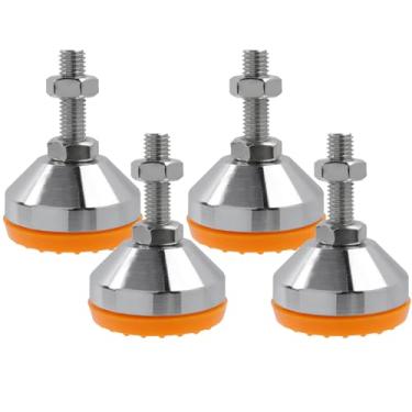 Imagem de LC LICTOP Pés niveladores M10 x 50 mm, capacidade de 997 kg, deslizadores giratórios ajustáveis para móveis, base antiderrapante de 4 cm, niveladores de pés de borracha para mesa, prateleiras