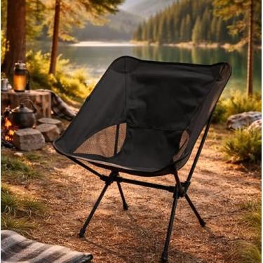 Imagem de Cadeira Portátil de Camping, Dobrável, com Estrutura de Metal, Assento em tecido Oxford, para Acampamento, Praia e Pesca Cor Sortida Preta ou Bege