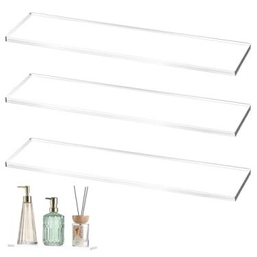 Imagem de Leinuosen 3 prateleiras de remédios transparentes de acrílico de 33 cm, adequadas para banheiro, sala de estar, cozinha, armário montado na parede e pendurado