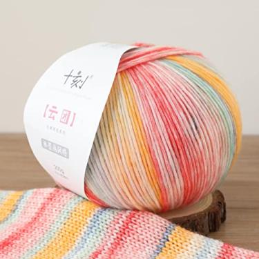 Imagem de SHIKE Cloud-Cluster, fio de cor arco-íris, lã macia e algodão gradiente multicolorida para tricô ou crochê. 38% algodão, 18% lã, 44% acrílico, 200g 458m (YT14)