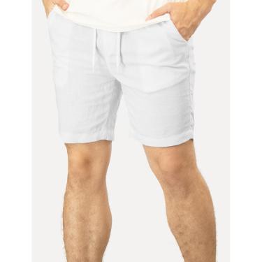 Imagem de Bermuda Calvin Klein Jeans Masculina Elástico Linen Tag Branca-Masculino