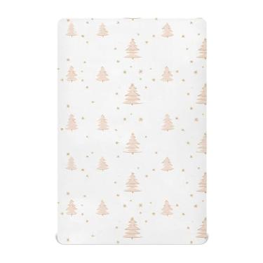 Imagem de Wassud Jogo de lençol para berço de árvore de Natal para meninos e meninas, respirável, neutro, 68 x 99 cm