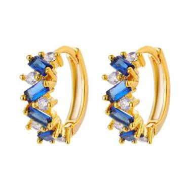 Imagem de Brinco De Argola De Aço Inoxidável Com Zircônia Arco-Íris Para Mulhere