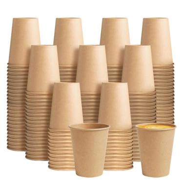 Imagem de BYSNOW Pacote com 200 copos de papel Kraft de 293 ml, copos de café de papel descartáveis, copos marrons crus para bebidas quentes/frias, casa, festa, cafés, escritório, bistrôs, empresas