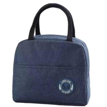 Imagem de Bolsa Térmica Isolante para Marmita com Alça, Lancheira Infantil, Impermeável, Zíper Reforçado, Design Compacto (Azul)