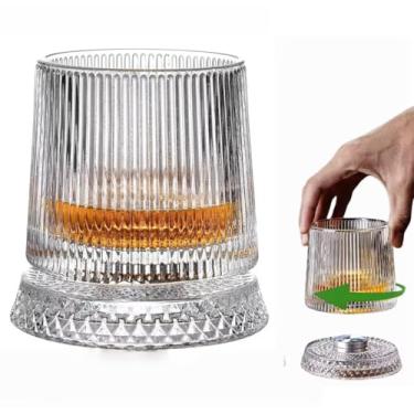 Imagem de FABEILAI Presentes masculinos de dia dos namorados para ele, copo de vidro antiquado giratório, copo de uísque de cristal de 260 ml/283.5 g para bebidas escocesas, bourbon, licores e coquetéis