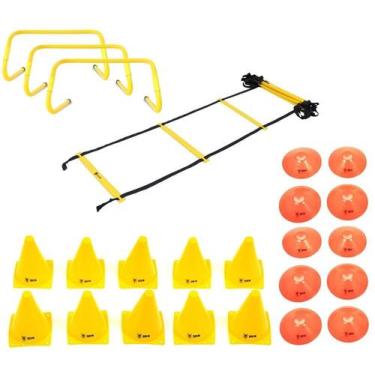 Imagem de Kit Funcional Escada de Agilidade + 3 Barreiras + 10 Cones + 10 Chapéu