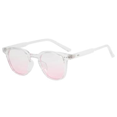 Imagem de Óculos de Sol com Pequenos Rebites, Proteção UV400, para Esportes ao Ar Livre, Corrida e Ciclismo, Lentes Transparentes e Rosa