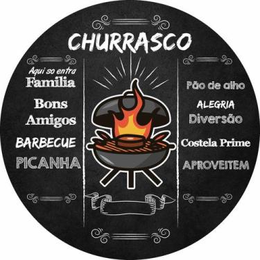 Imagem de Painel de Lona Redondo Churrasco, Família e Amigos Chalkboard Giz Quad