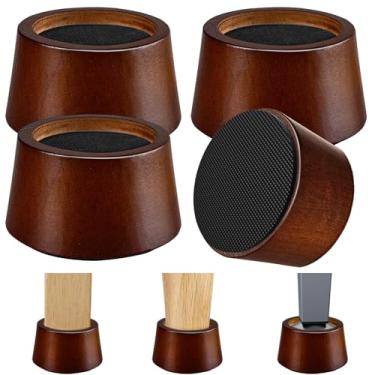Imagem de KOIKEY Elevadores de móveis para cama – Extensores de altura de móveis resistentes circulares de madeira de 5 cm elevadores para sofá, sofá, mesa, cadeira, mesa, base, para elevar espaço, conveniente loja e limpeza, pacote com 4
