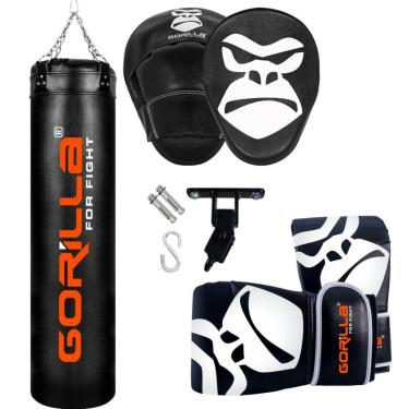 Imagem de Kit Saco De Pancada PRO 160Cm + Manopla De Foco + Luva Bate Saco Pro + Suporte Articulado Gorilla-Unissex