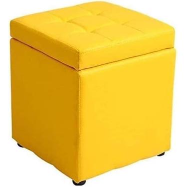 Imagem de Banqueta multifuncional de madeira maciça para pés - banco de armazenamento de couro PU, apoio para os pés quadrado para corredor, trocador de sapatos, banco de sofá - assento de madeira versátil