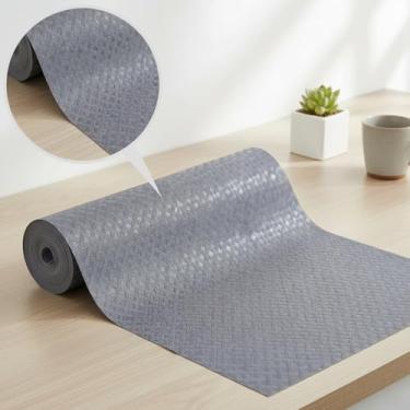 Imagem de Forro de prateleira antiderrapante, resistente à água, protetor de prateleira à prova de óleo, rolo não adesivo, tapete reutilizável cortado para geladeira, mesa, armário, cozinha, preto