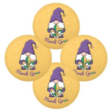 Imagem de Wassud Jogo americano conjunto de 4 tapetes redondos de carnaval gnomo para cozinha e jantar tapetes laváveis resistentes ao calor para decoração de mesa 39 cm