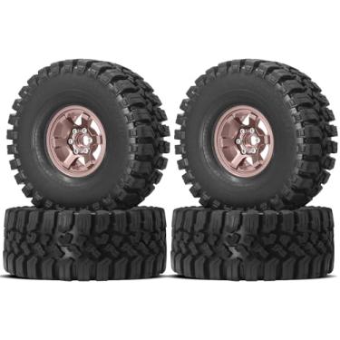 Imagem de OGRC 1.9 RC Crawler Tires and Wheels 12mm Aluminum Alloy Beadlock Rims for Axial SCX10 90046 AXI03007 TRX4 Redcat Gen8 Gen7 1/10 RC Crawler Car (Copper)