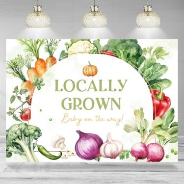 Imagem de Rsuuinu Pano de fundo para chá de bebê de 2,1 x 1,5 m, vegetais, plantados localmente no caminho, para fotografia, decoração de festa de chá de bebê, banner, mesa de bolo, adereços de estúdio