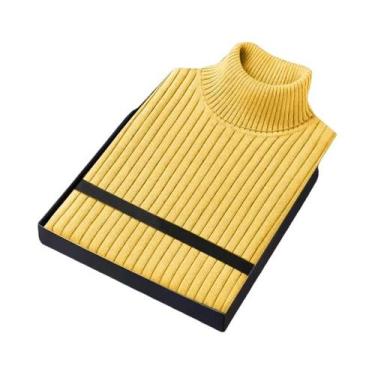 Imagem de Suéter Masculino De Gola Alta, Manga Longa, Ajuste Slim, Casual, Listr