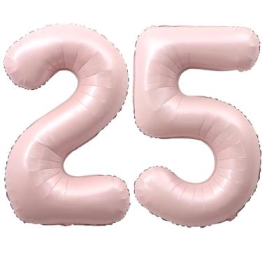 Imagem de SULALABOO Balão grande rosa claro número 25 de 101 cm 0-9 gigante digital 25º para decorações de aniversário de formatura