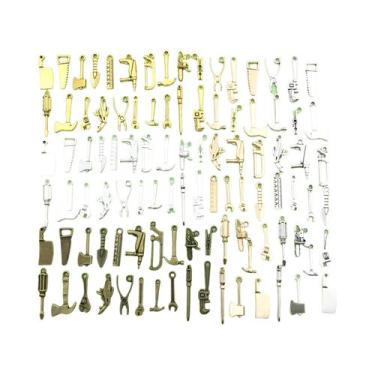 Imagem de Pingentes De Ferramentas DIY Em Liga: Serra, Chave Inglesa, Machado, M