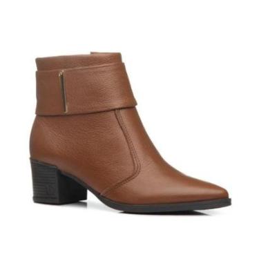 Imagem de Bota Coturno Feminina Pegada Couro Cano Médio Salto Baixo-Feminino