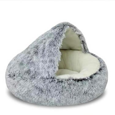 Imagem de Canil de estimação pelúcia redondo semi fechado casco cristal para cachorro e gato fácil usar conveniente uso diário lar ferramenta aconchegante