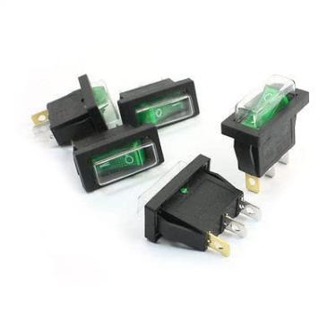 Imagem de Interruptor 5 peças 3 pinos liga/desliga SPDT botão verde à prova d'água em interruptores Rocer barco